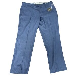 Van Heusen Manvell 40x30 Blue Textured‎ Flat Front Dress Pants NWT